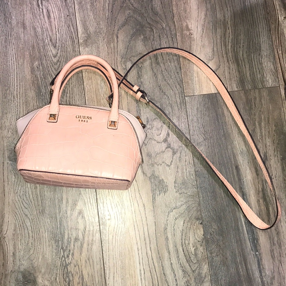 Guess 1981 Vintage Pink Alligator Crossbody Zipper Purse
